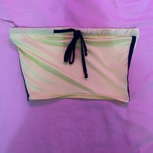 Yellow and Black strapless crop top